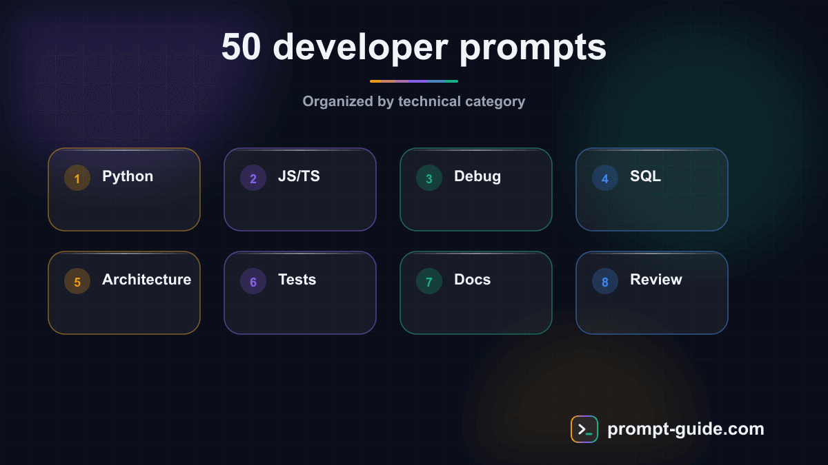 Infographic — The 50 Best Prompts for Developers in 2026