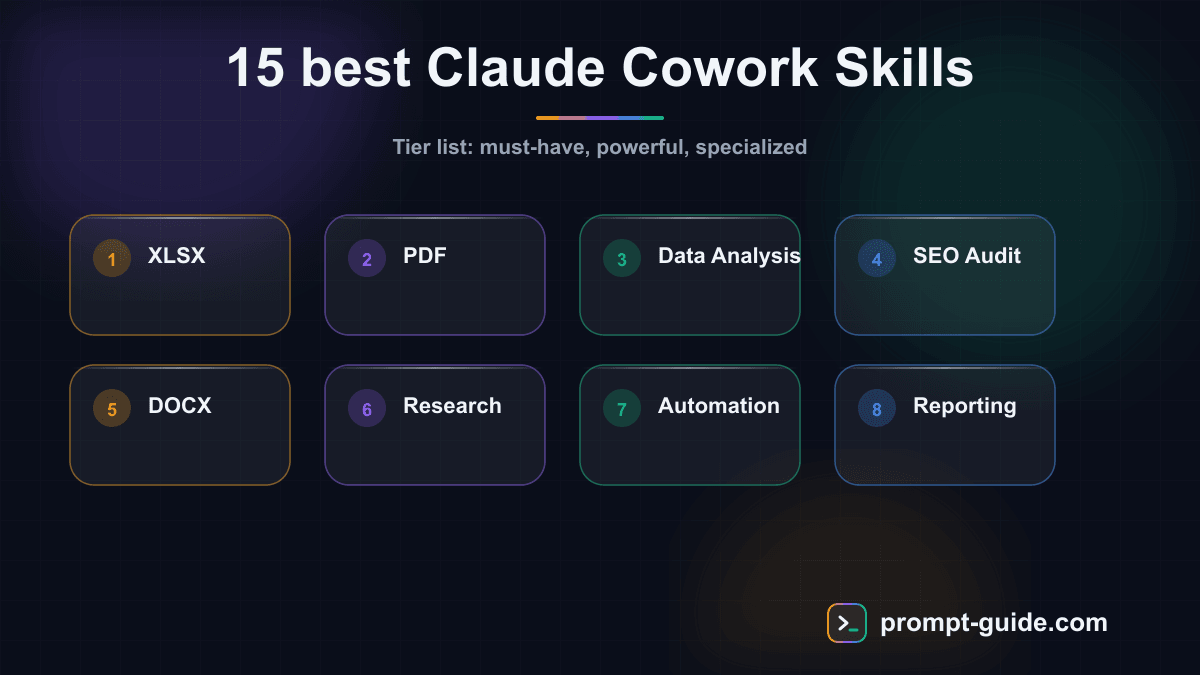 Infographic — The 15 Best Claude Cowork Skills to Install in 2026